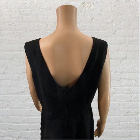 NEW YORK STUDIO -- Maxi Dress, Black Linen with Side Buttons, Sleeveless, Lined - Picture 9 of 16